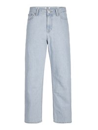 Lys blå denimjeans med høy midje, rette ben og to fremre lommer. Har knappelukking og subtile sømdetaljer.