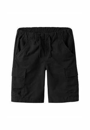 Shorts cargo noirs avec une taille élastique, un cordon de serrage, deux poches latérales et une poche cargo pour plus de praticité.