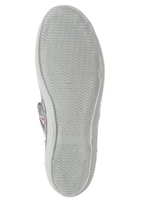 Schuhsohle mit einer strukturierten grauen Gumm Oberfläche, ausgestattet mit Rillen für Halt und flachen Kanten, entworfen für Komfort und Stabilität.