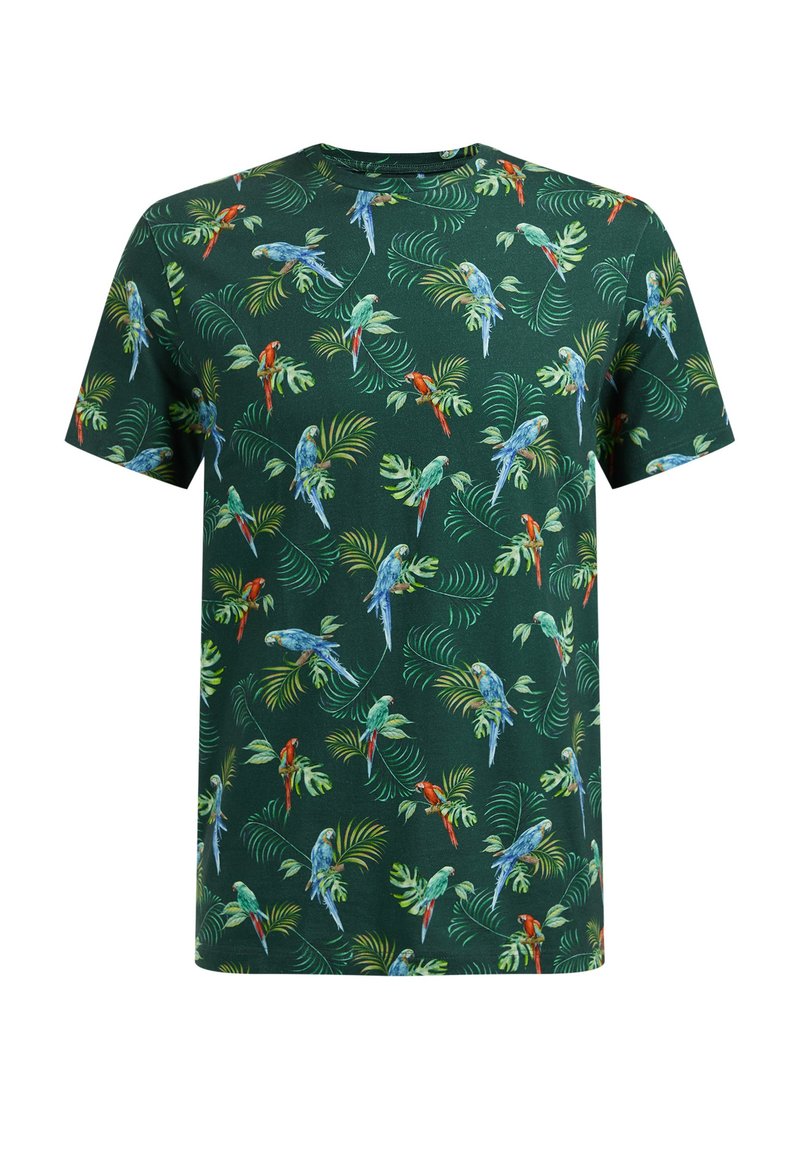 Herren T-Shirts basic | WE Fashion T-Shirt print green/grün - QZ83603 Herren T-Shirts basic | WE Fashion T-Shirt print green/grün - QZ83603