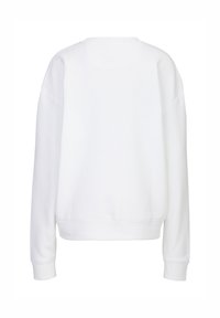 Witte sweater met lange mouwen, voorzien van een ronde halslijn, geribbelde manchetten en zoom. Glad textuur met een eenvoudige, onversierde uitstraling.