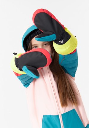 Fingerless gloves - pink yellow petrol