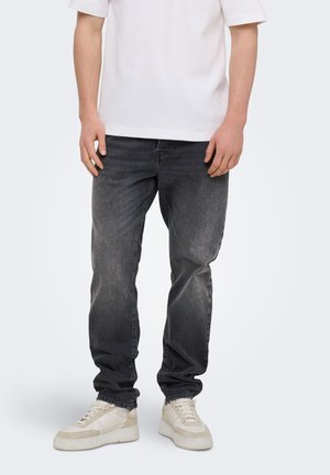 Only & Sons VERJÜNGT ONSYOKE - Tiesaus kirpimo džinsai - washed black