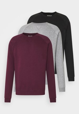 3 PACK - Felpa - bordeaux/black/grey
