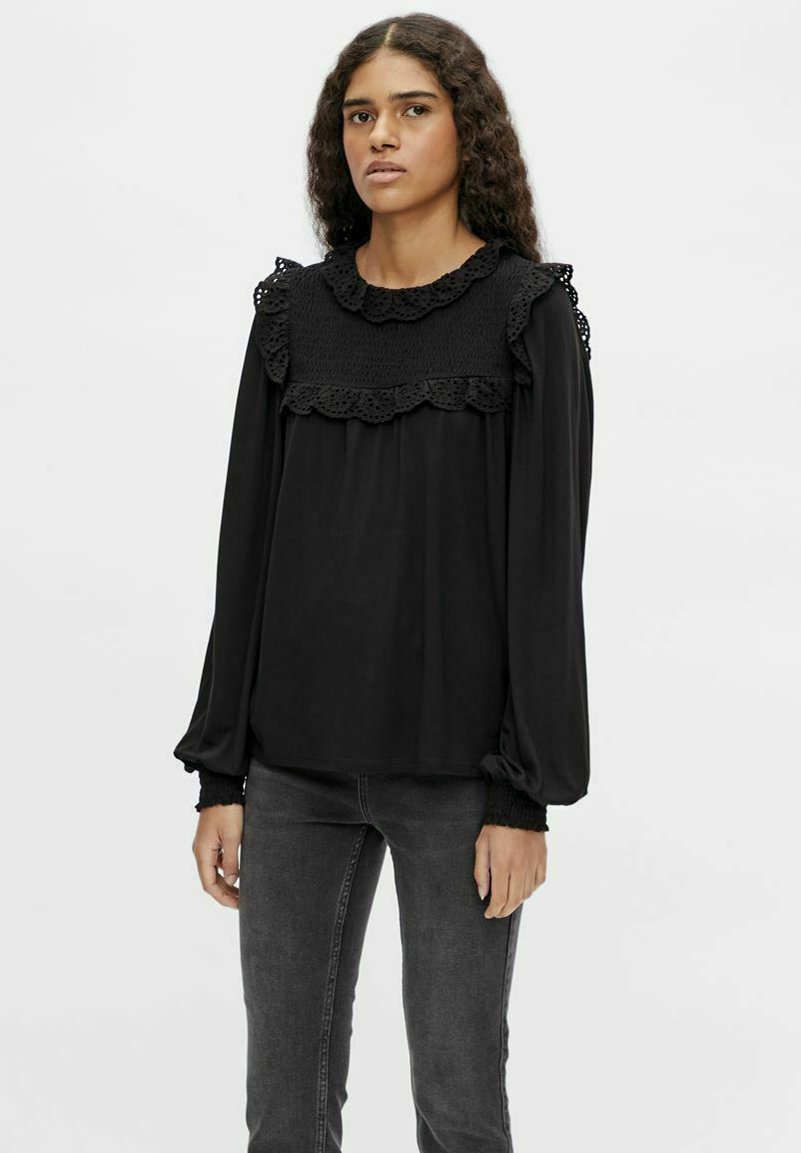 Object LANGARM VOLANT - Blouse - black/zwart - Zalando.nl
