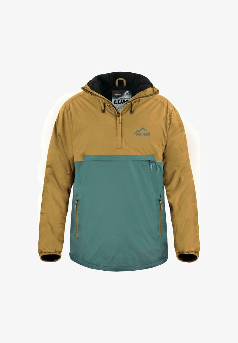 normani Outdoor Sports Wasserdichter Windbreaker Schlupfjacke Anorak mit Fleecefutter - Regenjacke / wasserabweisende Jacke - gelb grün