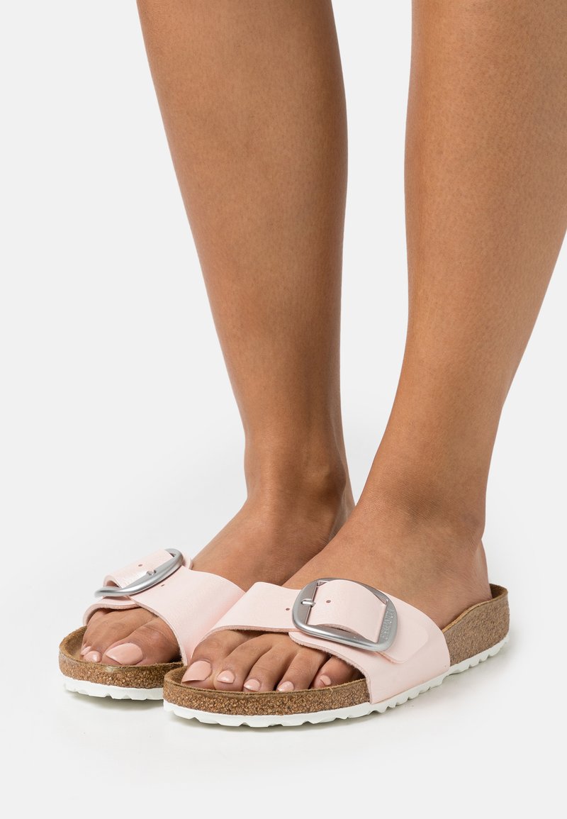 birkenstock madrid big buckle metallic rose gold