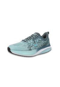 Scarpe da running light blue con tomaia in rete testurizzata, accenti grigio scuro, una intersuola ammortizzata e suola in gomma nera.