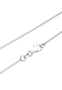 Sølv kædehalssmykke med tekstureret design, der har en lænke med lobster clasp og cirkelformede led, der reflekterer lyset med en poleret finish.