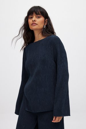 NA-KD SIDE SLIT - Blus - navy