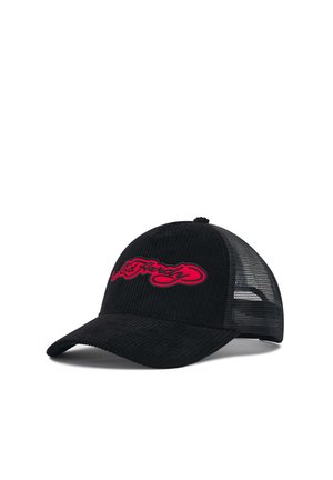 Ed Hardy, UNISEX EMBROIDERY APPLIQUE CORD 5 PANEL TRUCKER CAP - Gorra - black