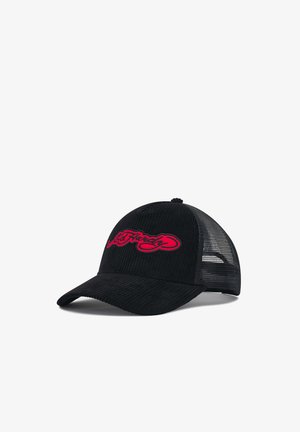 Ed Hardy, UNISEX EMBROIDERY APPLIQUE CORD 5 PANEL TRUCKER CAP - Cappellino - black