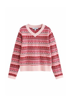 Next, TALL FIT - SUPERSOFT V-NECK LONG SLEEVE JUMPER - Jumper - pink fairisle