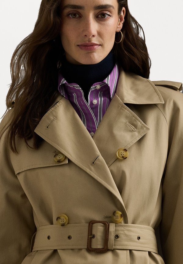 DOUBLE BREASTED BELTED TRENCH COAT - Trenchcoat - birch tan3