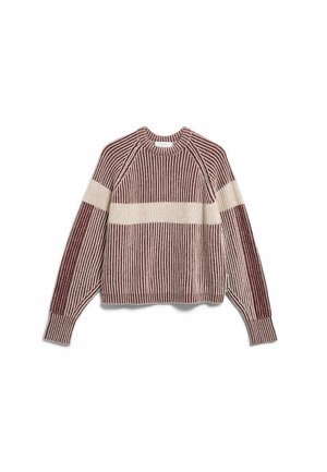 ARMEDANGELS, RIB ARTWORK - Strickpullover - velvet red-oatmilk-honey melange