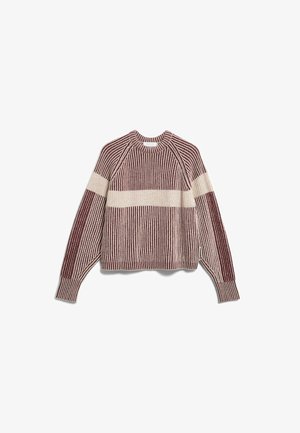 ARMEDANGELS, RIB ARTWORK - Strickpullover - velvet red-oatmilk-honey melange