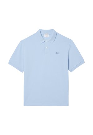 Himmelblaues Poloshirt aus Baumwolle. Mit klassischem Kragen, kurzen Ärmeln und einem kleinen gestickten Logo auf der linken Brust.