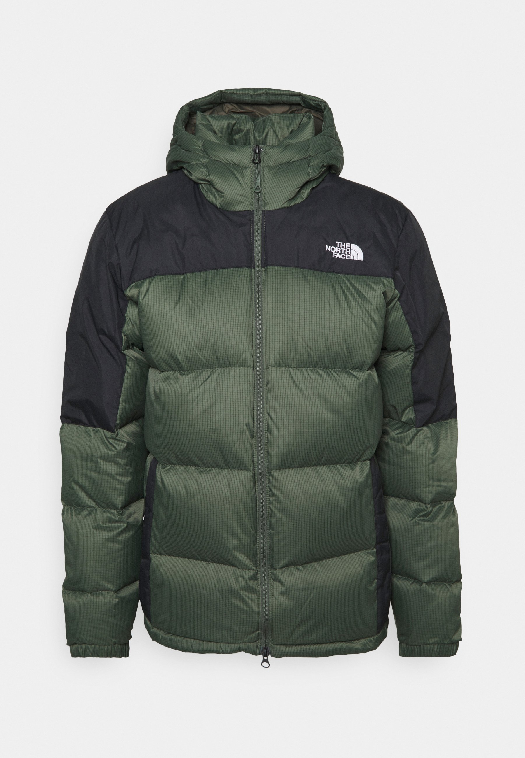 north face puffer green and black