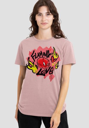 Universal Studios, FLAMING LOVE DEVIL GRAFFITI - Print T-shirt - pink