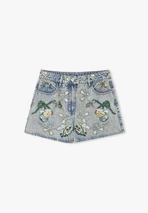 Ipekyol FLORAL EMBROIDERED - Jeans Shorts - blue