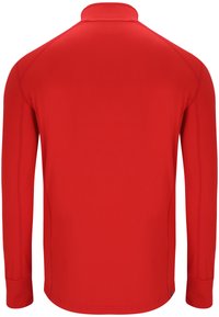 Rød langærmet polo-shirt med høj krave, glat tekstur og flade s�ømme. Har en lige kant og let tilspidsede ærmer for et tætsiddende look.