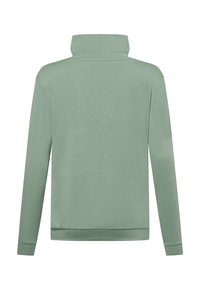 Felpa a maniche lunghe e colletto alto in morbido tessuto verde tenue. Presenta una vestibilità rilassata e polsini a coste sulle maniche e sull'orlo.