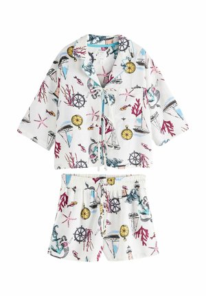 TIE FRONT SHORT SET - Nattøj sæt - cream mermaid