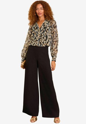 FRONT SHEER LONG SLEEVE- REGULAR FIT - Camicetta - black yellow animal