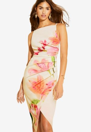BODYCON WRAP MIDI - Egyenes szabású ruha - white floral print