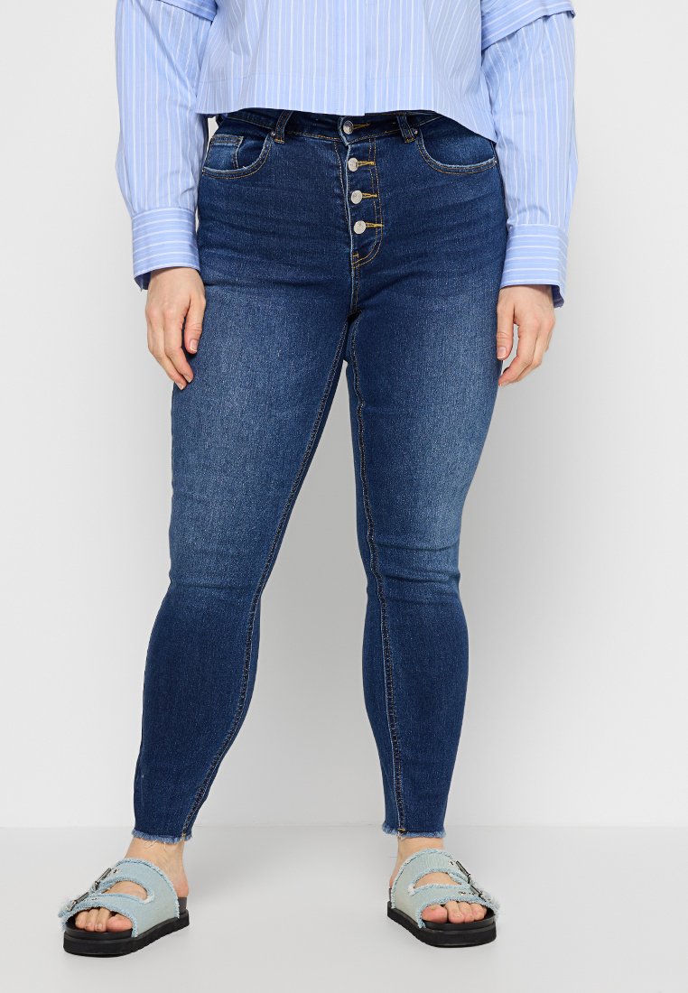 ONLY Carmakoma Jeans Skinny Fit donkerblauw