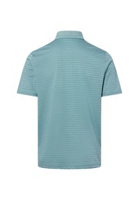 Korte mouwen polo shirt in een zachte blauwe kleur, met een gestructureerd streepjespatroon en een klassieke kraag. Gemaakt van ademende stof.