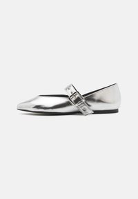 Ankle strap ballet pumps - silver