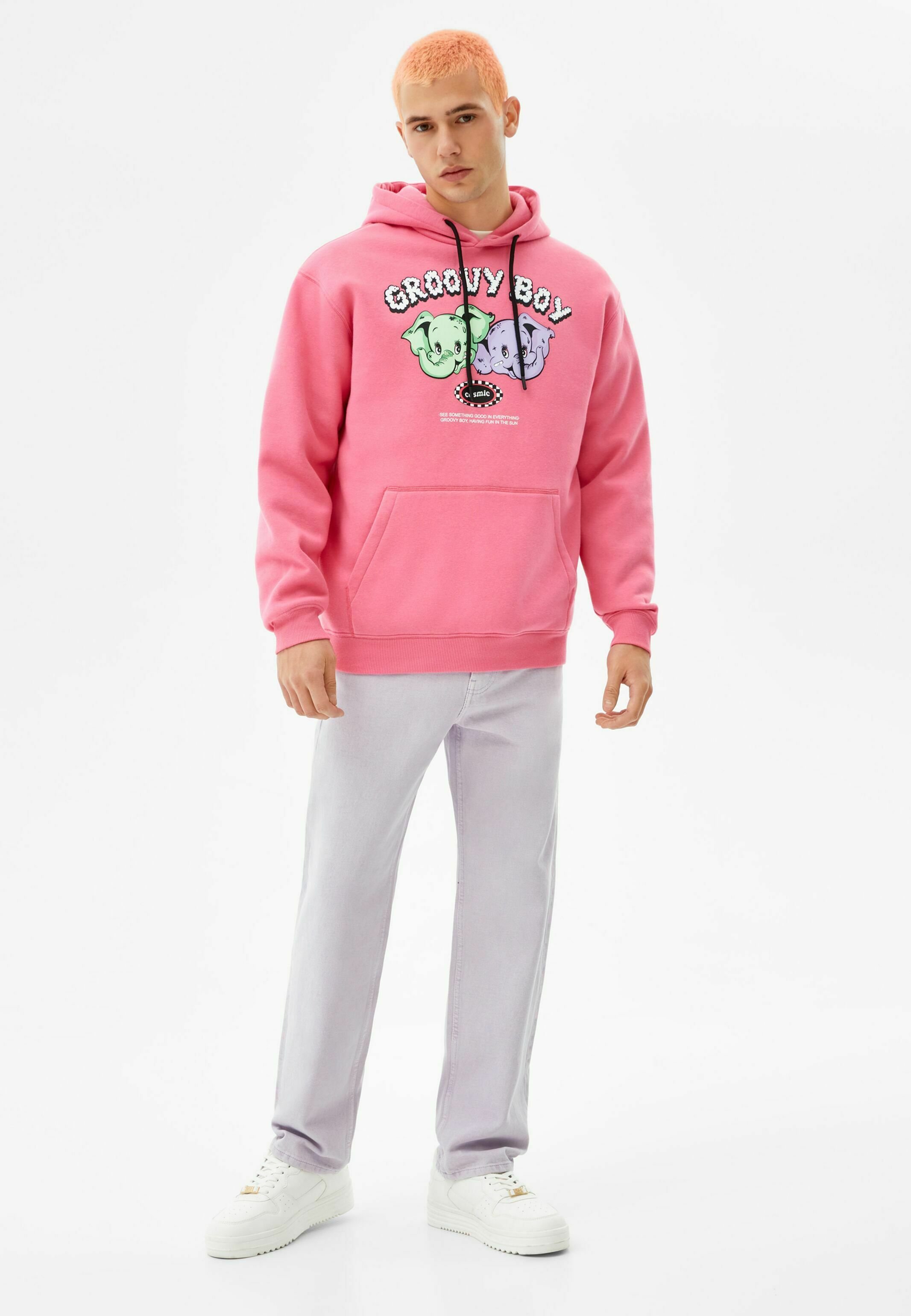 Bershka Felpa con cappuccio - dark purple/fuxia - Zalando