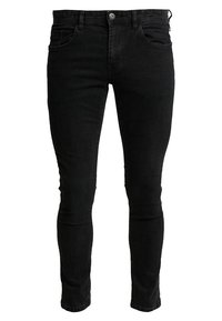 Mustat farkku skinny-housut sisältävät klassisen viiden taskun muotoilun, edessä nappikiinnityksen ja sileän, hieman tekstuurin omaavan pinnan.