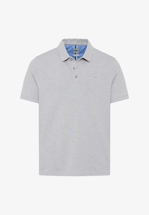 Lys grå polo t-shirt lavet af bomuld, med en klassisk krave, tre knaplukninger og et diskret logo på brystet. Korte ærmer.