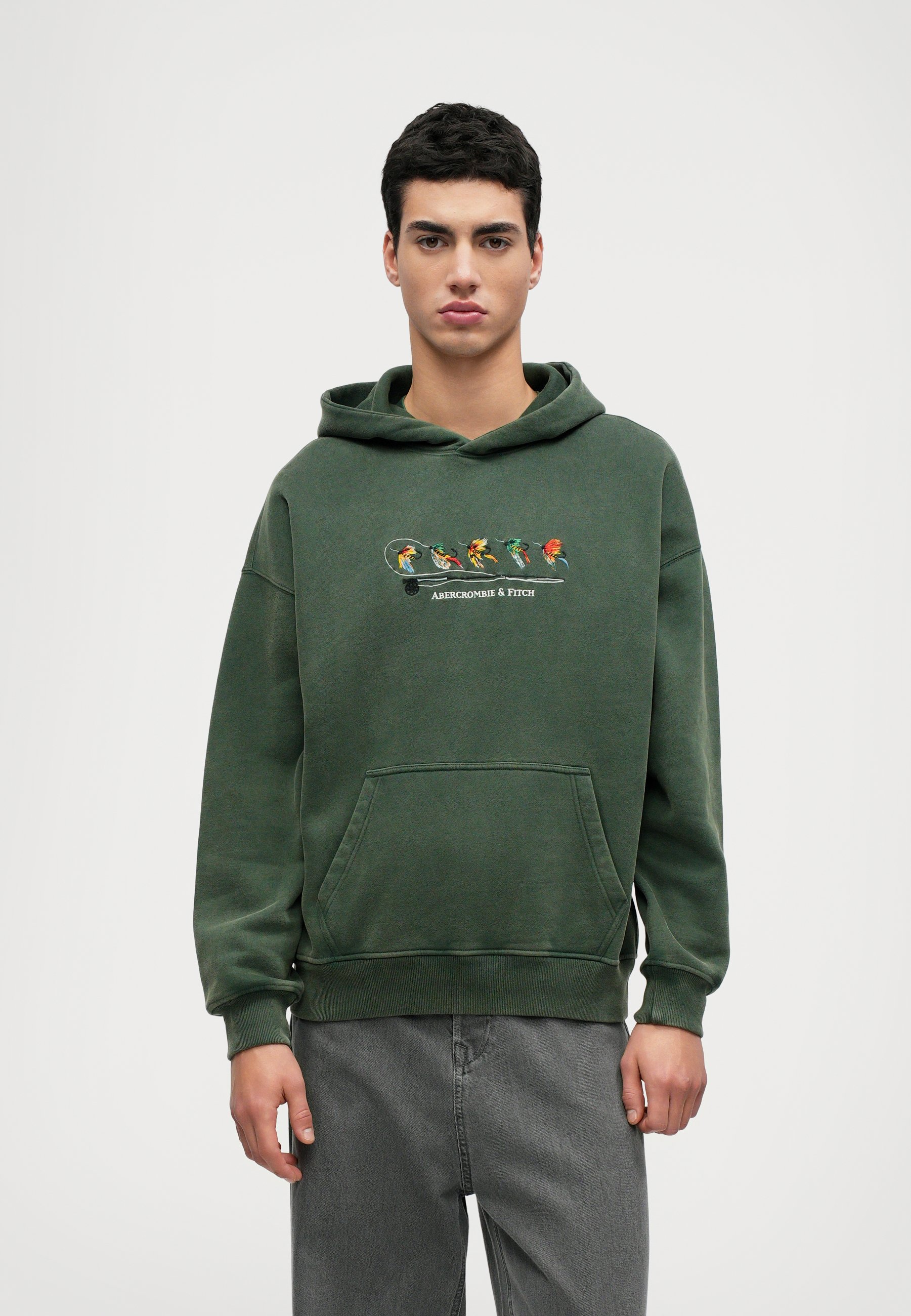 Abercrombie & Fitch TREND LOGO - Hoodie - mottled olive - Zalando