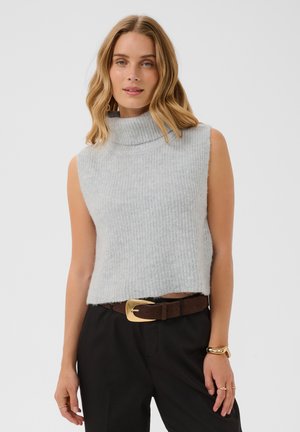 Cream, CRSTARFI SHORT BASIC KNIT SLIPOVER - Pullover - light grey melange