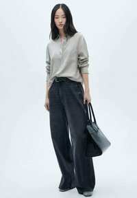 Mango Blúzka so zapínaním na gombíky - mottled light grey