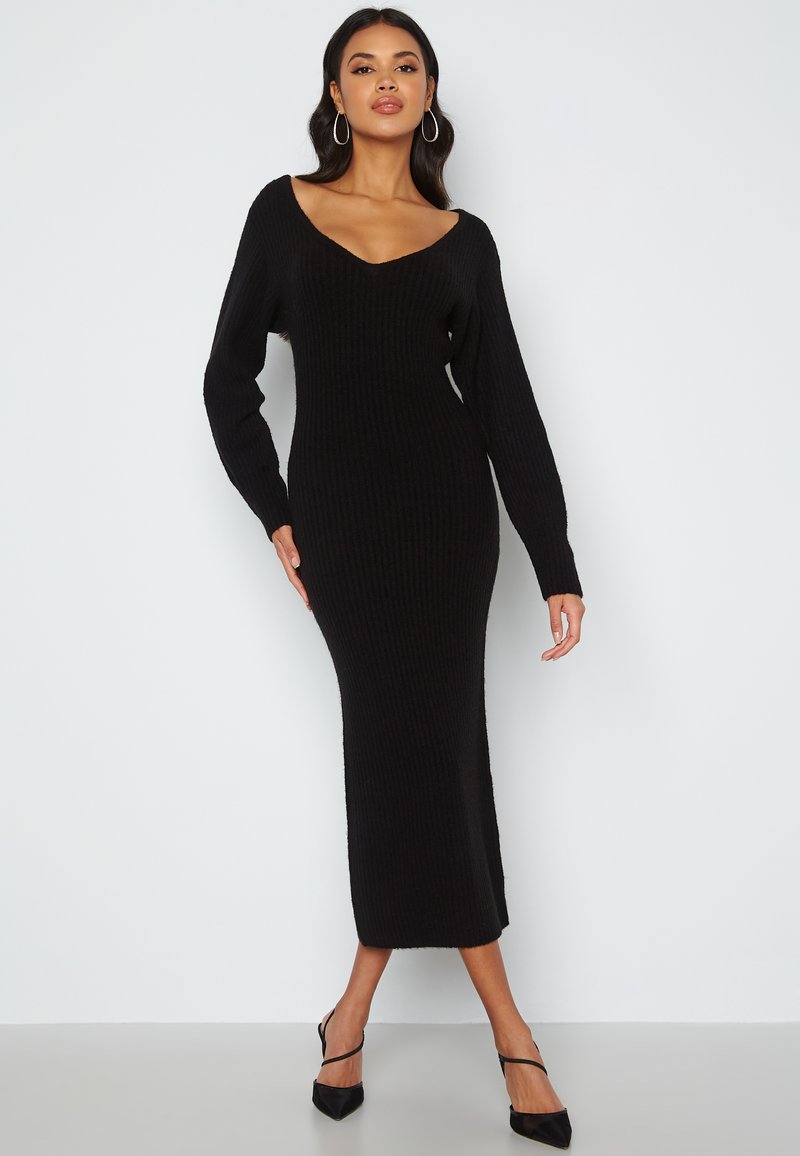 Bubbleroom KNITTED PUFF SLEEVE DRESS - Tubino - black