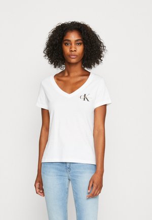 MONOLOGO V NECK TEE - Print T-shirt - white