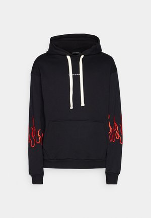 HOODIE WITH FLAMES - Mikina - black/red