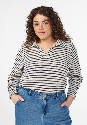 GESTREIFTE MIT KRAGEN UND V-AUSSCHNITT - Polo krekls - night sky w/birch