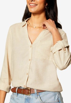 REGULAR FIT - LONG SLEEVE BUTTON THROUGH - Button-down blouse - natural
