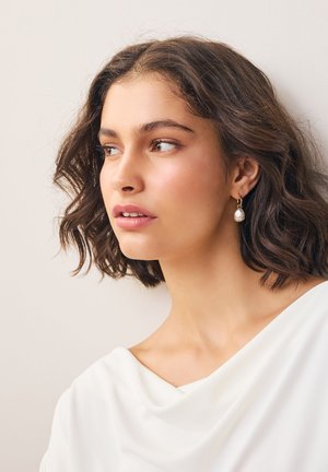 Next, FACETTED BEAD DROP HOOP  - Earrings - gold/silver tone