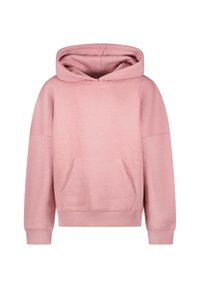 Lichtroze hoodie van zachte stof. Beschikt over een voorzak, brede mouwen en een capuchon met trekkoord. Geribbelde manchetten en onderrand.