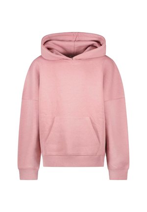 Lichtroze hoodie van zachte stof. Beschikt over een voorzak, brede mouwen en een capuchon met trekkoord. Geribbelde manchetten en onderrand.