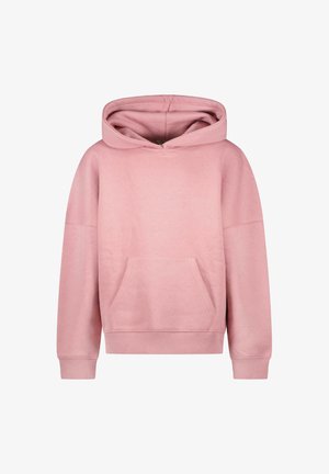 Lichtroze hoodie van zachte stof. Beschikt over een voorzak, brede mouwen en een capuchon met trekkoord. Geribbelde manchetten en onderrand.