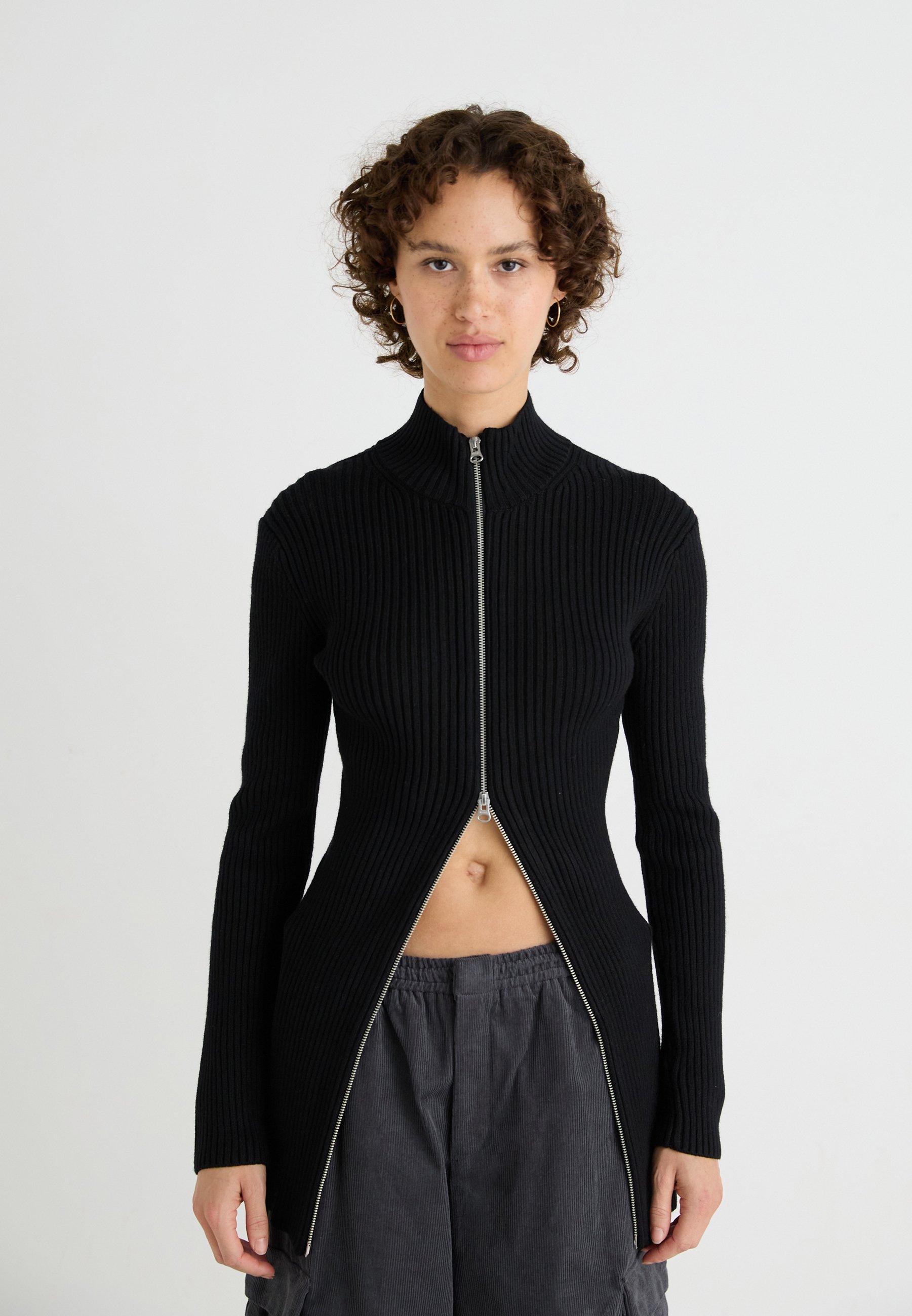 Weekday LAILA LONG ZIP CARDIGAN - Cardigan - black - Zalando.co.uk