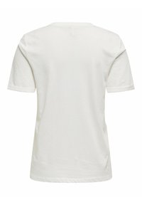 Camiseta blanca de algodón con mangas cortas, escote redondo y una textura lisa. La vista trasera muestra un diseño simple y sin adornos.