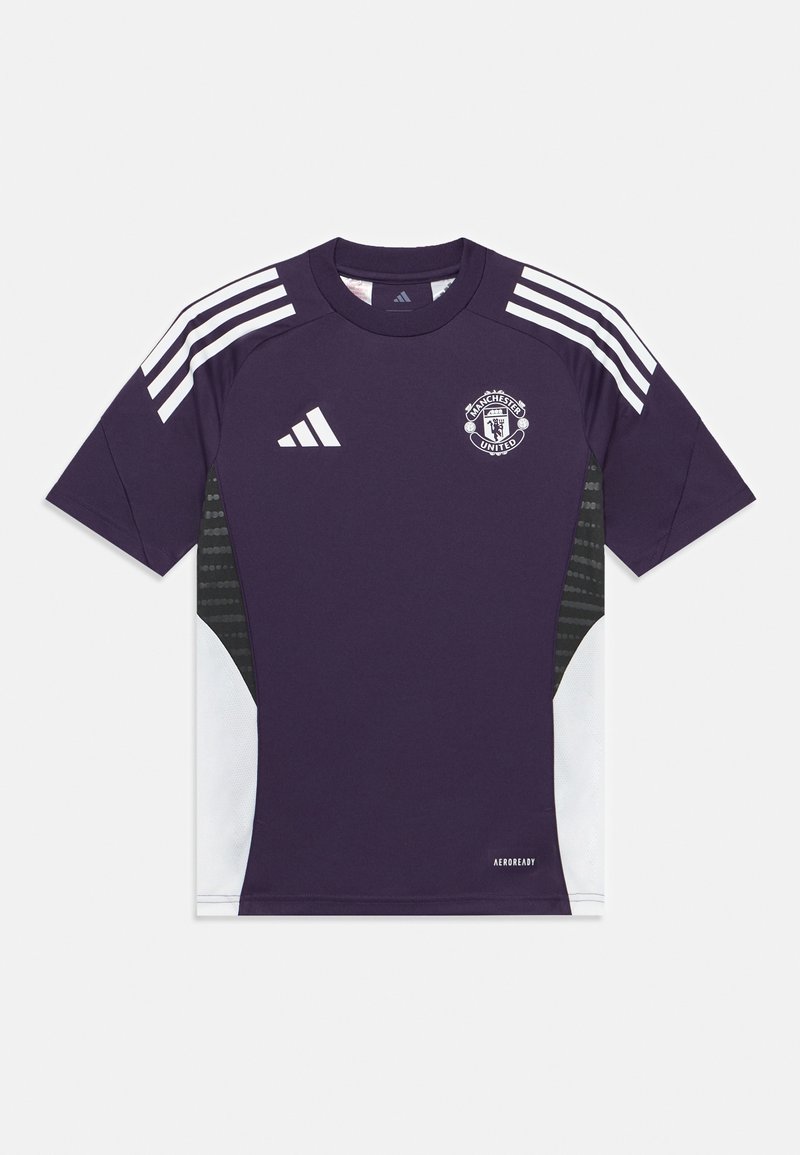 Manchester United lilla sportsjersey med hvite detaljer, svarte sidelommer og tre hvite striper på skuldrene. Laget av pustende materiale.